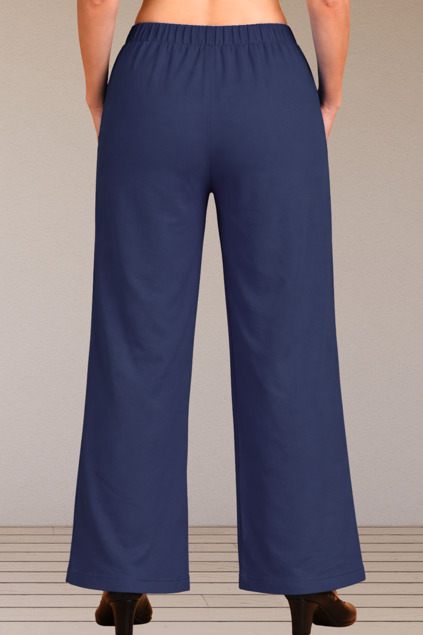 Navy Cotton Poplin Ease Pants