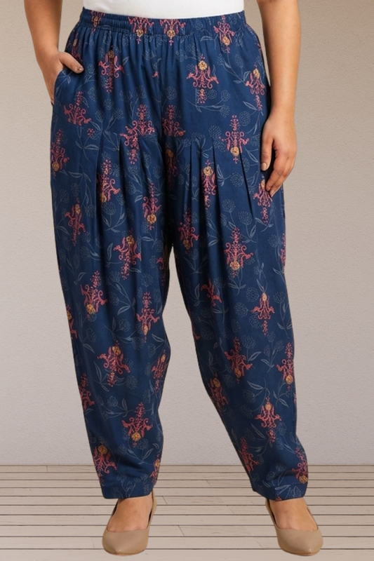 Navy Floral Afghani Salwar