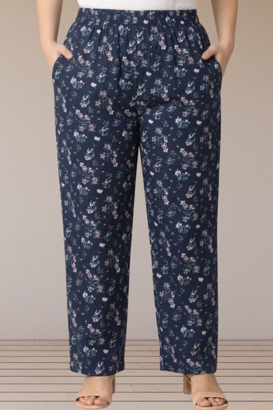 Navy Meadow Printed Pant