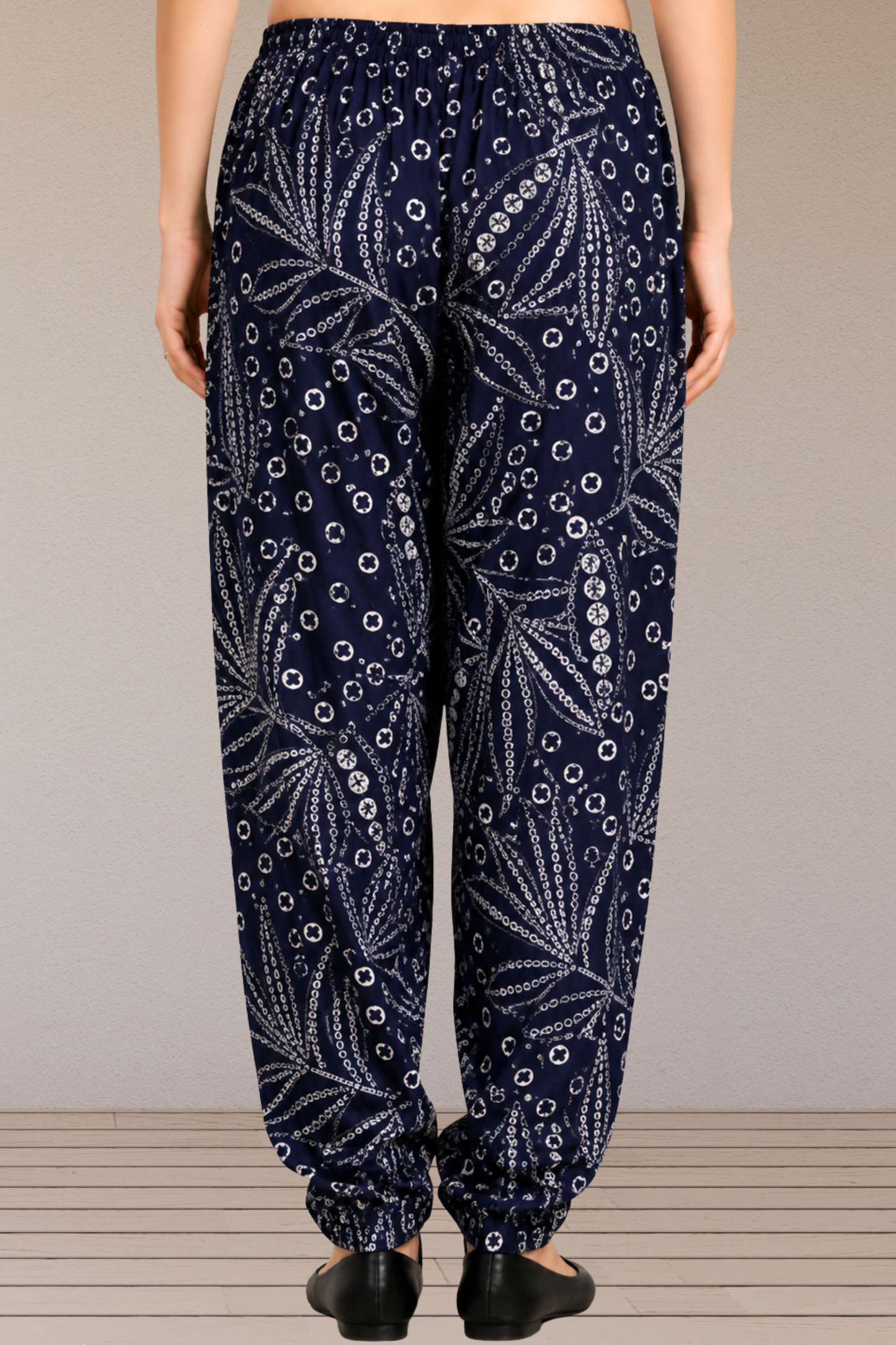 Navy Printed Easy Fit Rayon Salwar