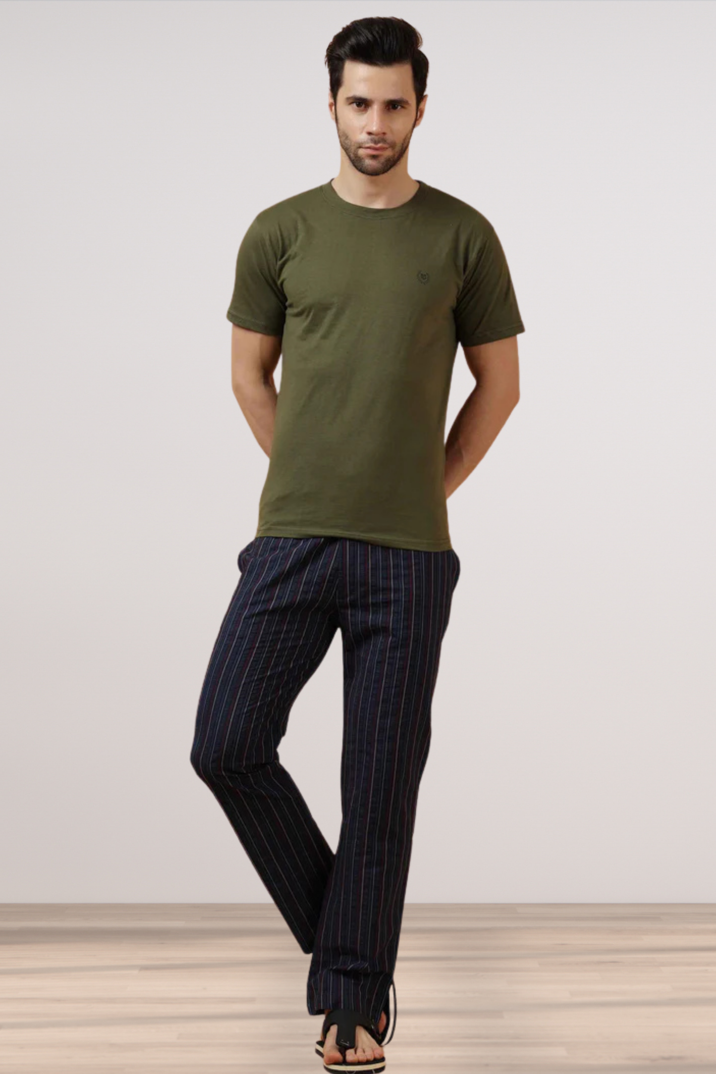 Navy Striped Cotton Dobby Pajama