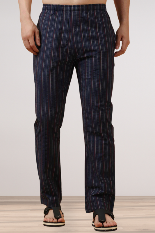 Navy Striped Cotton Dobby Pajama