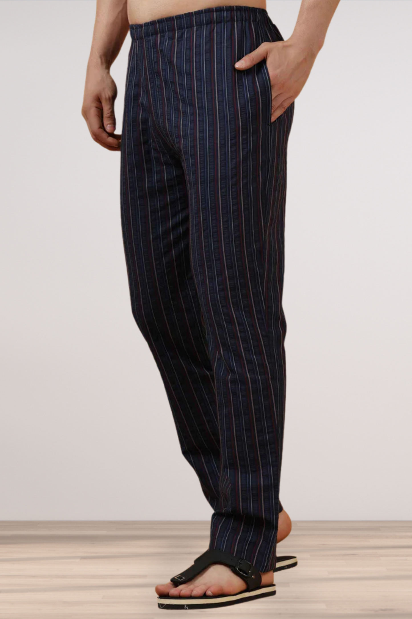 Navy Striped Cotton Dobby Pajama