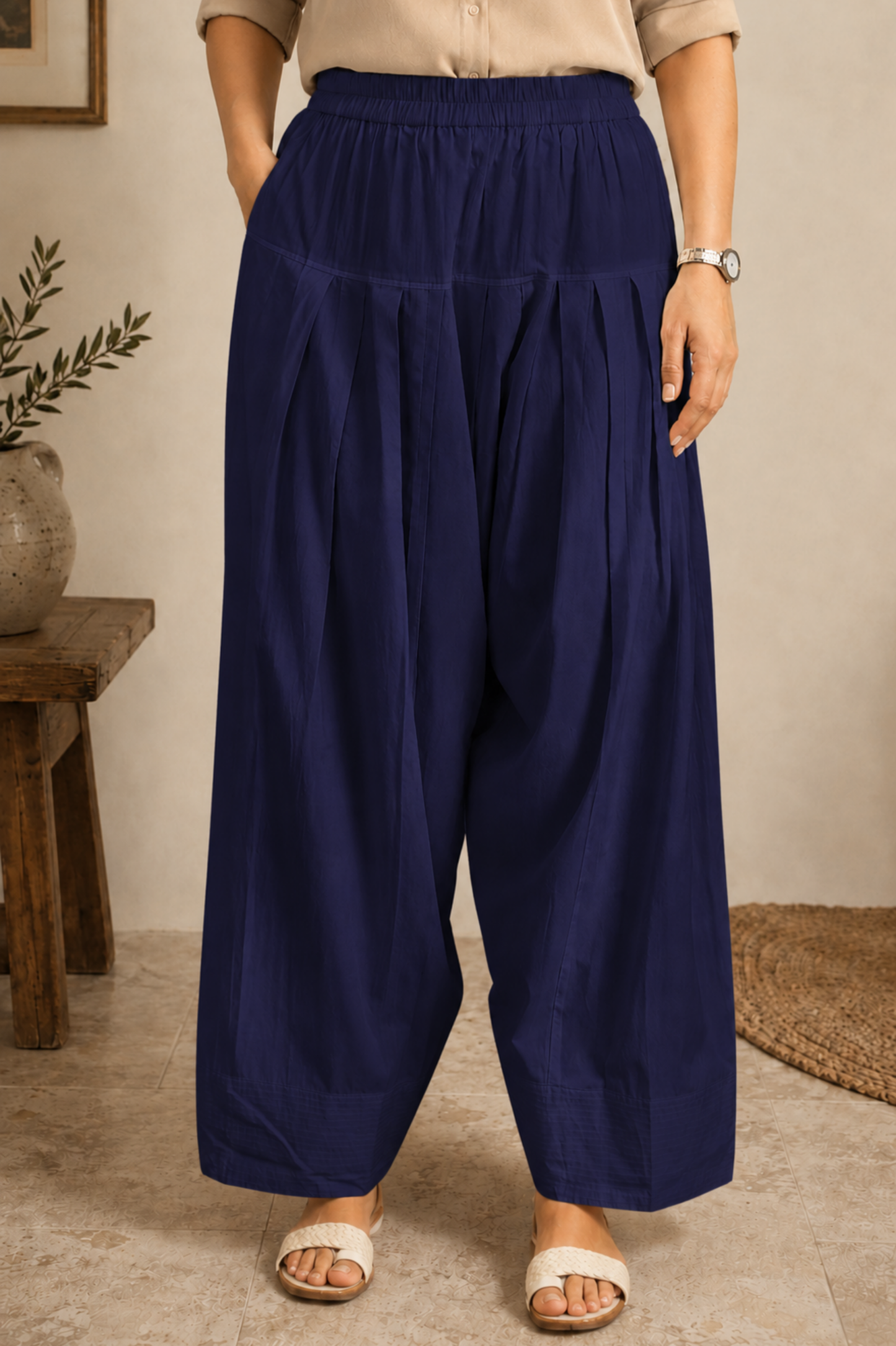 Navy Blue Cotton Farshi Salwar