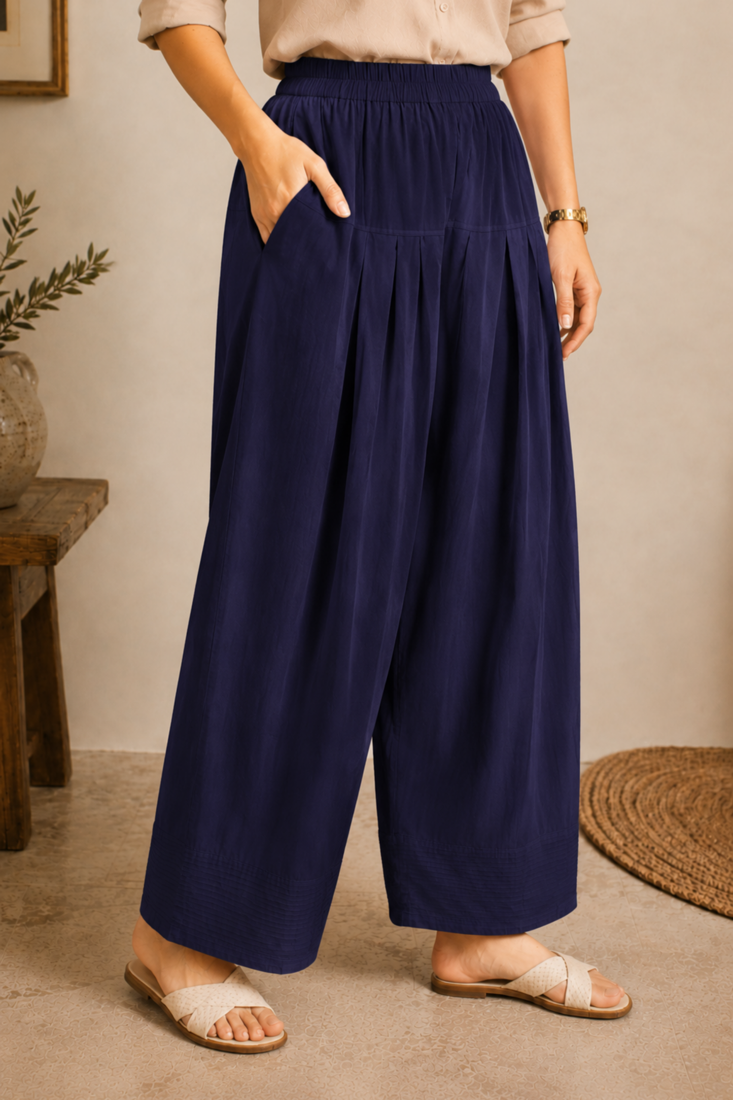 Navy Blue Cotton Farshi Salwar