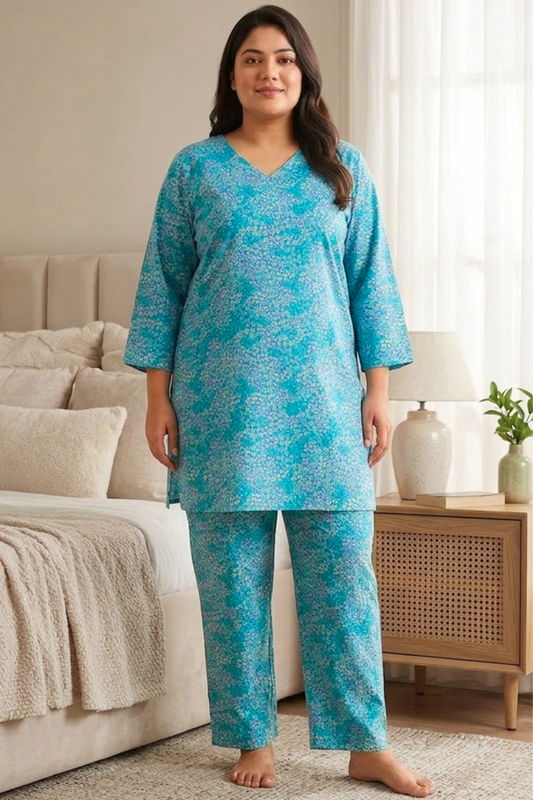 Neel Pushp Jaal Rayon Night Suit