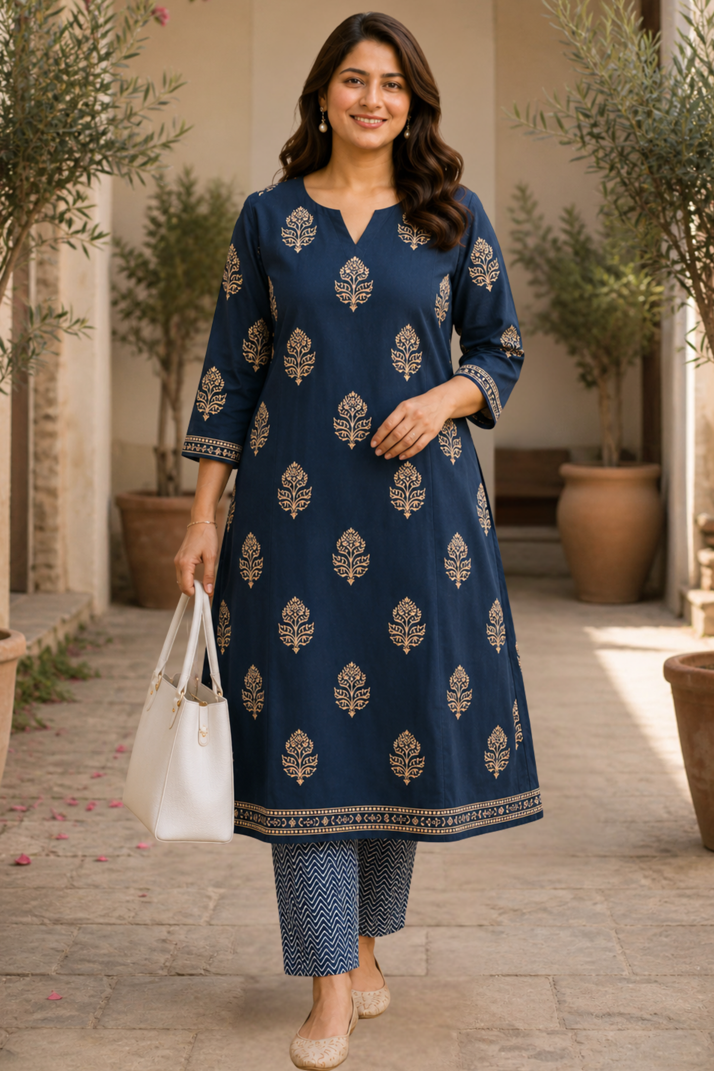 Neel Vatika Kali Kurta With Cotton Pants