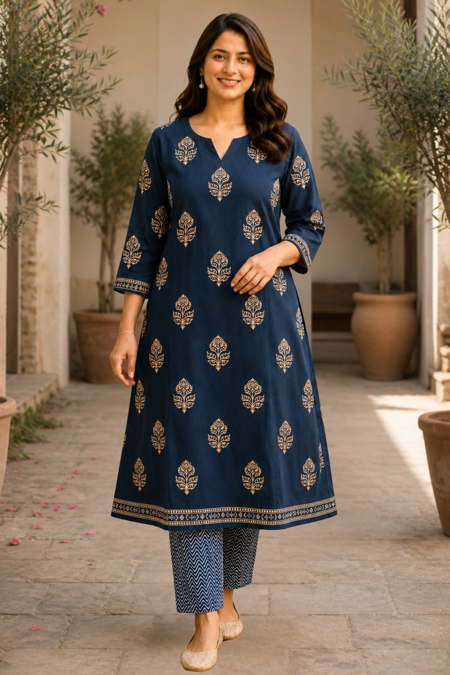 Neel Vatika Kali Kurta With Cotton Pants