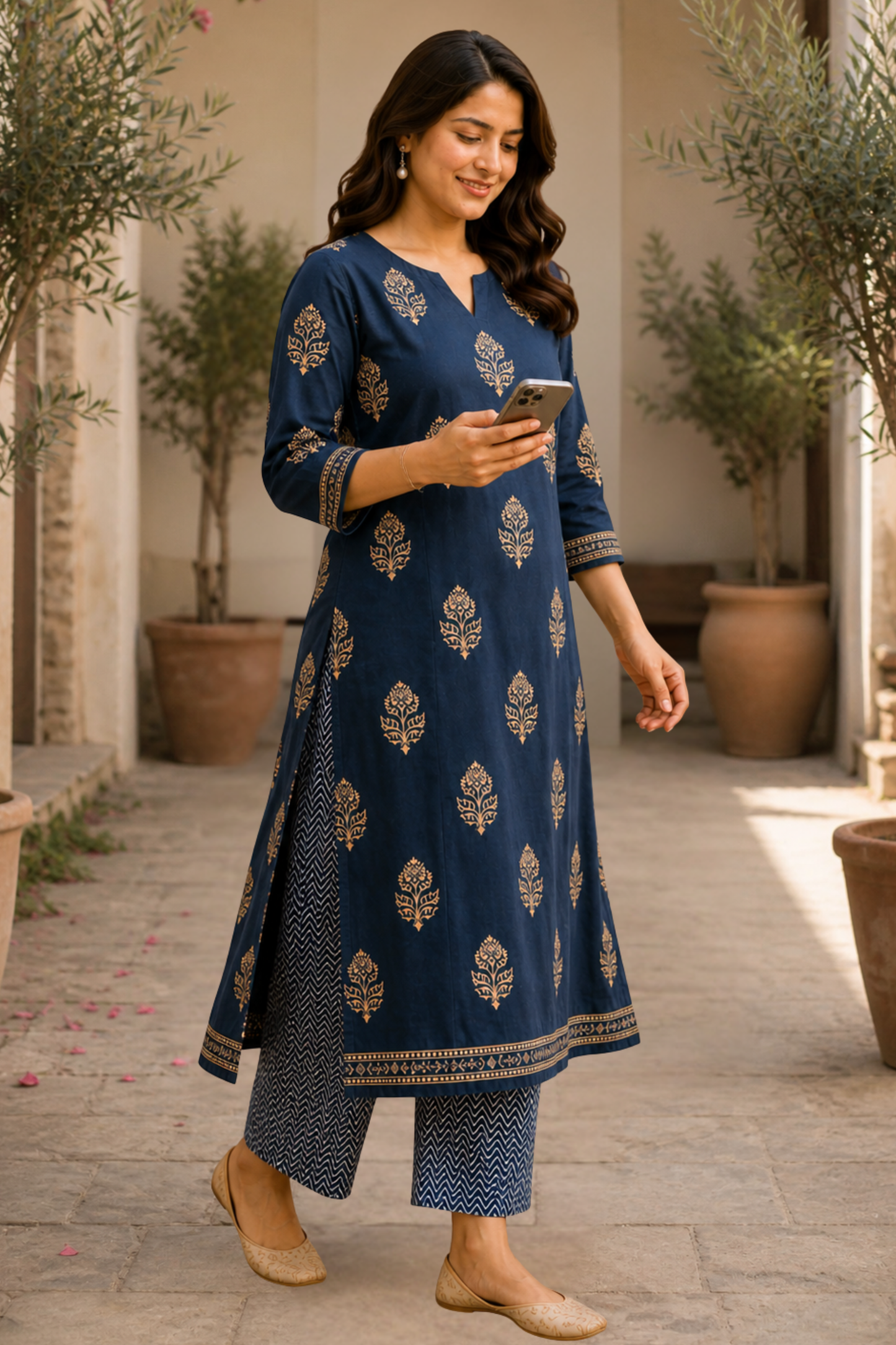 Neel Vatika Kali Kurta With Cotton Pants