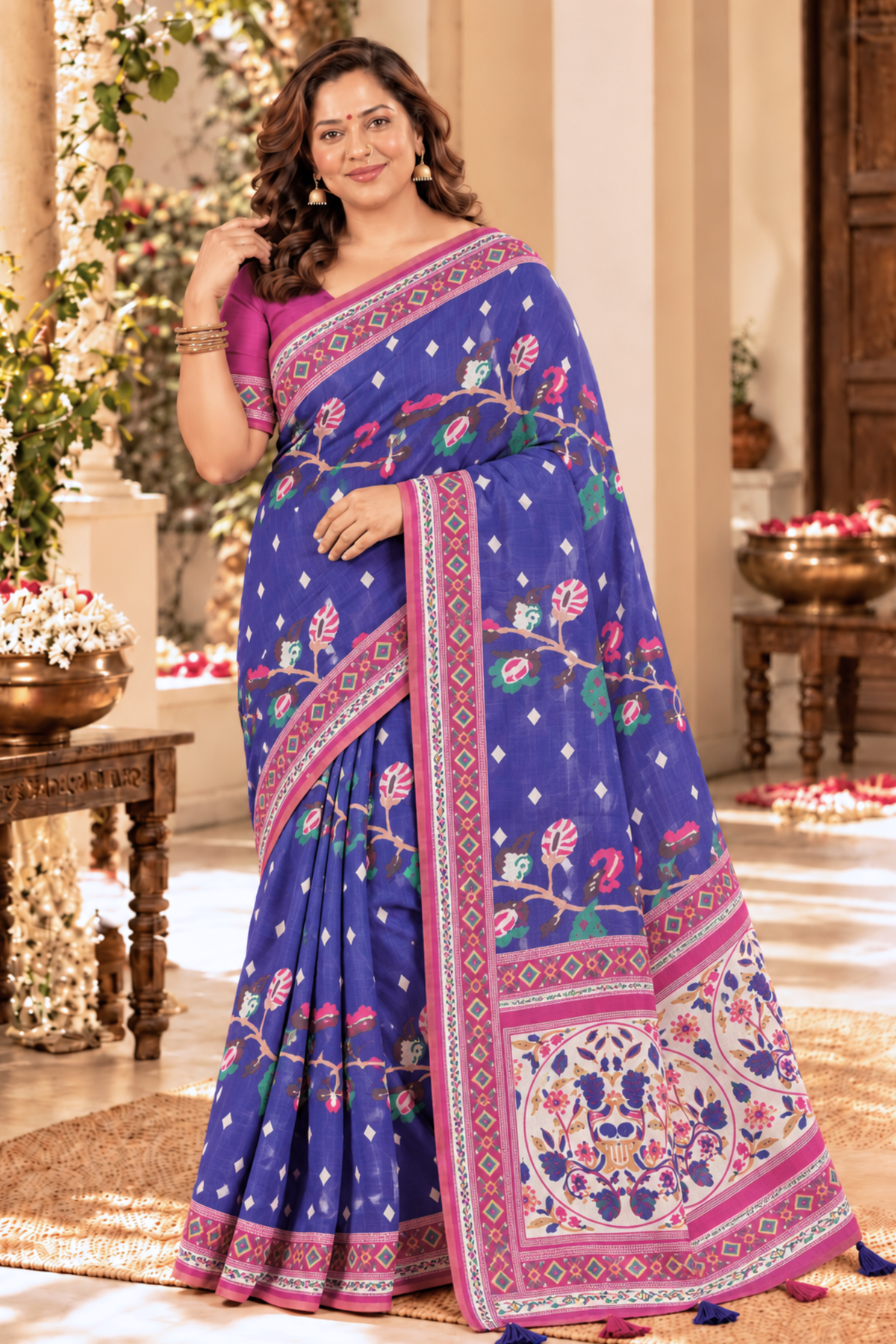 Yamini Printed Saree With 1.5 Mtr Blouse Piece