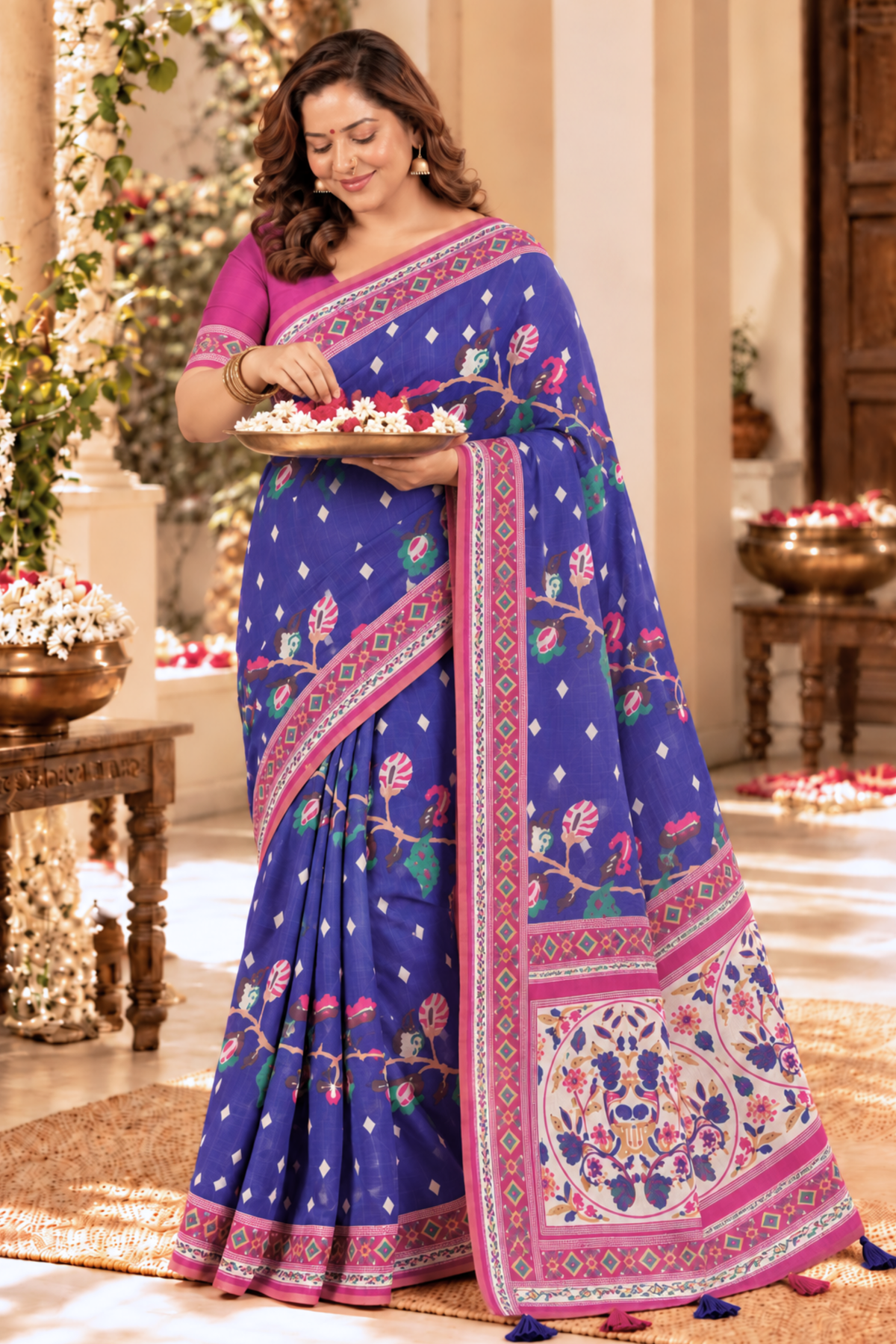Yamini Printed Saree With 1.5 Mtr Blouse Piece