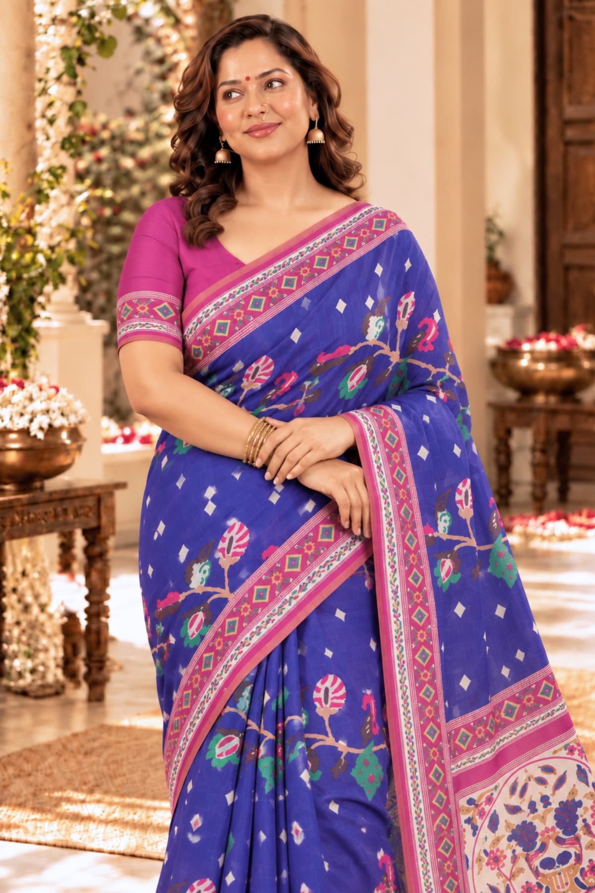 Yamini Printed Saree With 1.5 Mtr Blouse Piece
