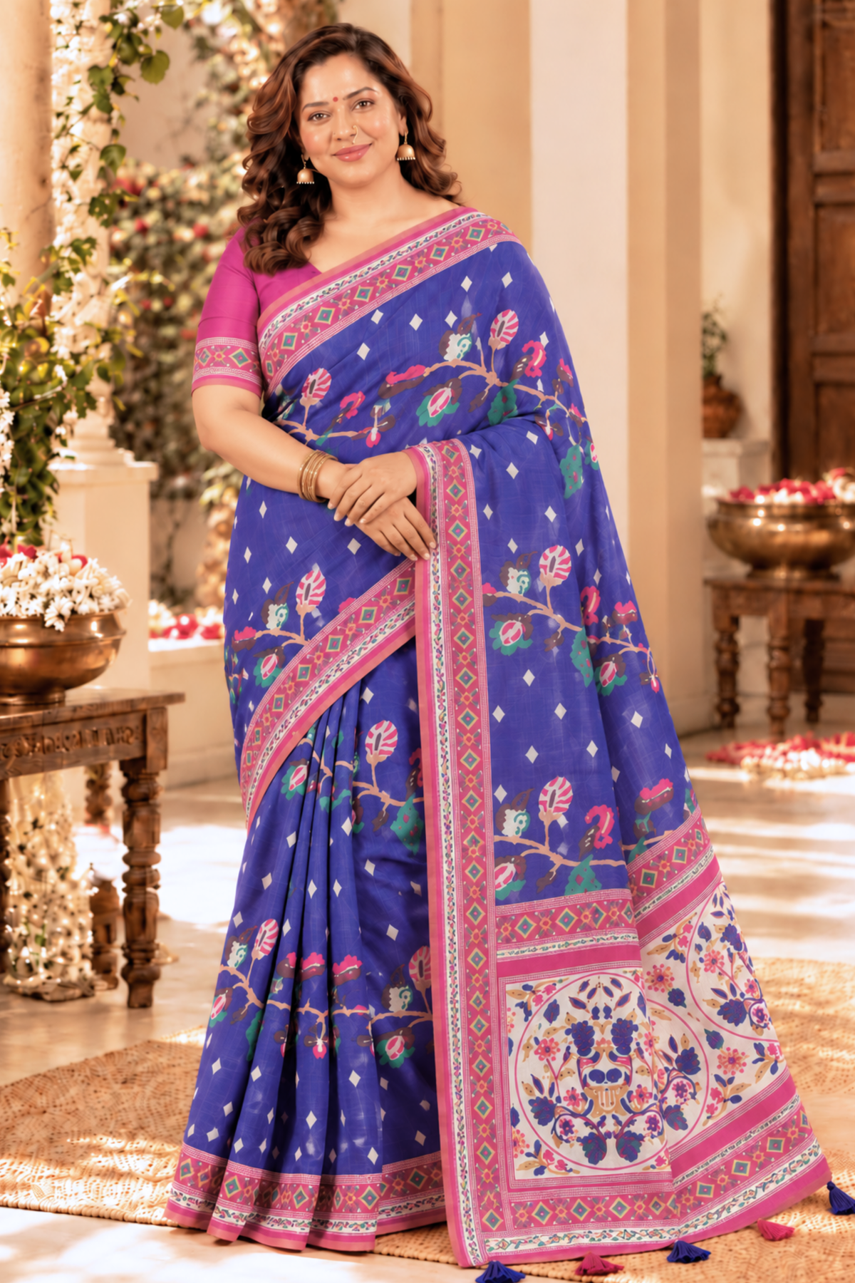Yamini Printed Saree With 1.5 Mtr Blouse Piece