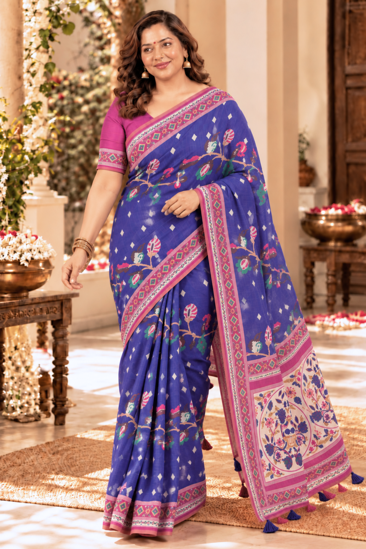 Yamini Printed Saree With 1.5 Mtr Blouse Piece