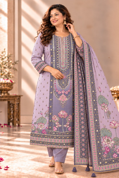 Neelima Karachi Muslin Suit With Aari Work