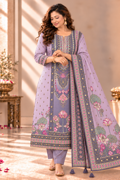 Neelima Karachi Muslin Suit With Aari Work