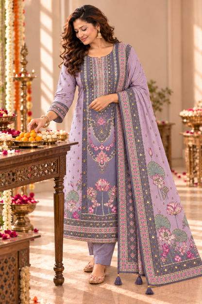 Neelima Karachi Muslin Suit With Aari Work