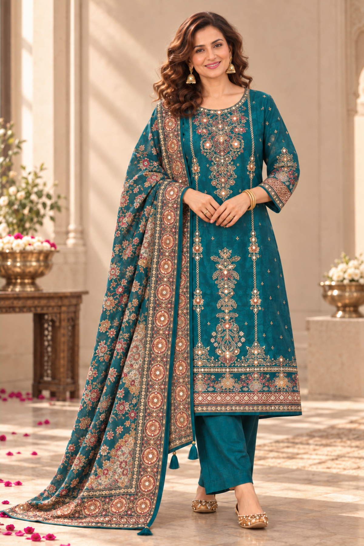 Raisa Karachi Muslin Suit With Mirror Work