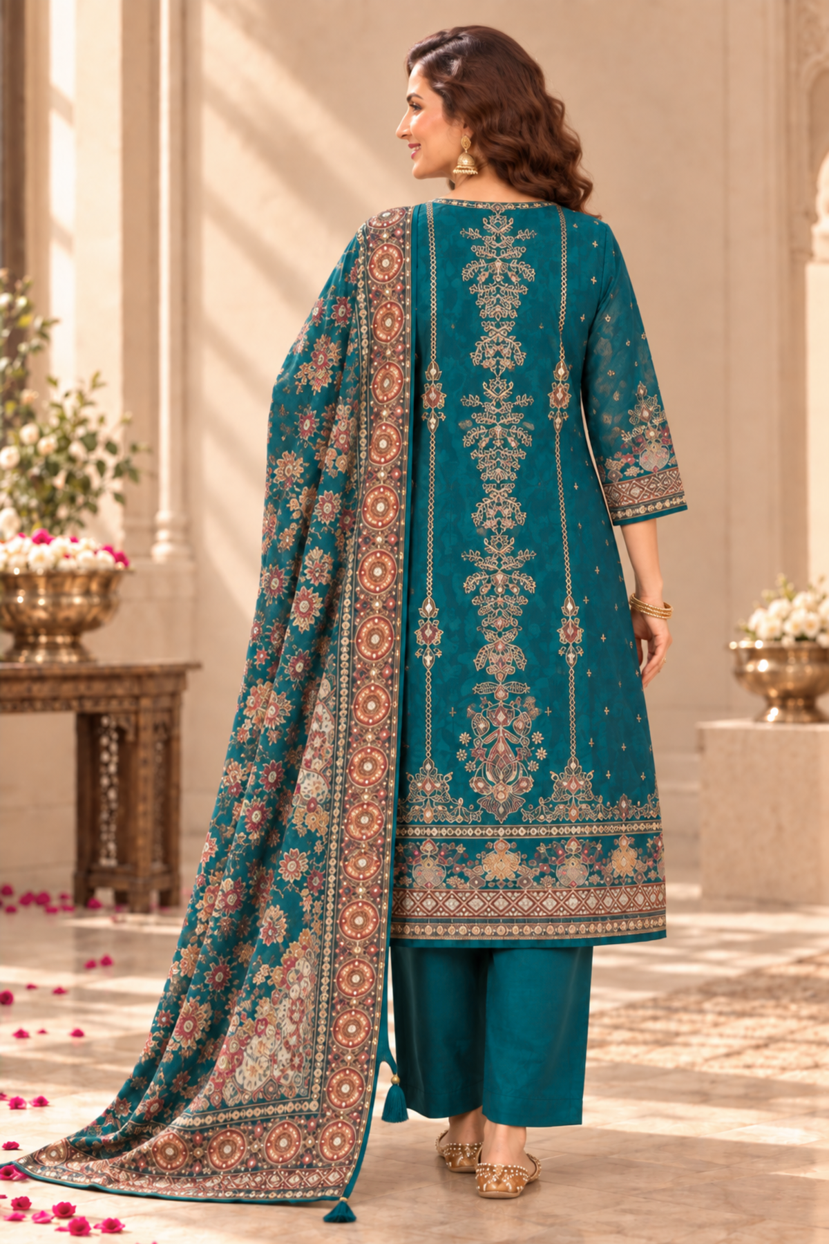 Raisa Karachi Muslin Suit With Mirror Work