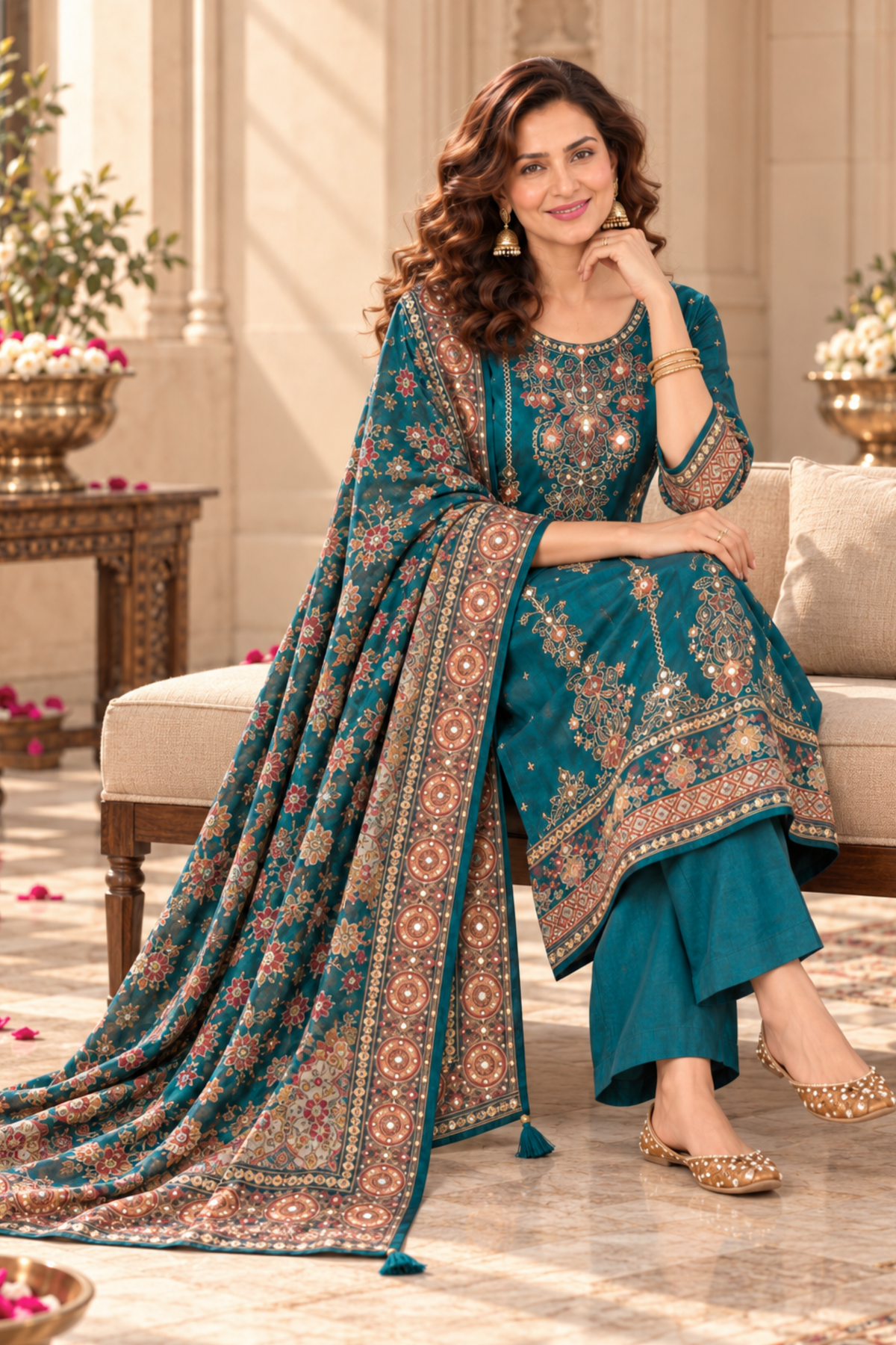 Raisa Karachi Muslin Suit With Mirror Work