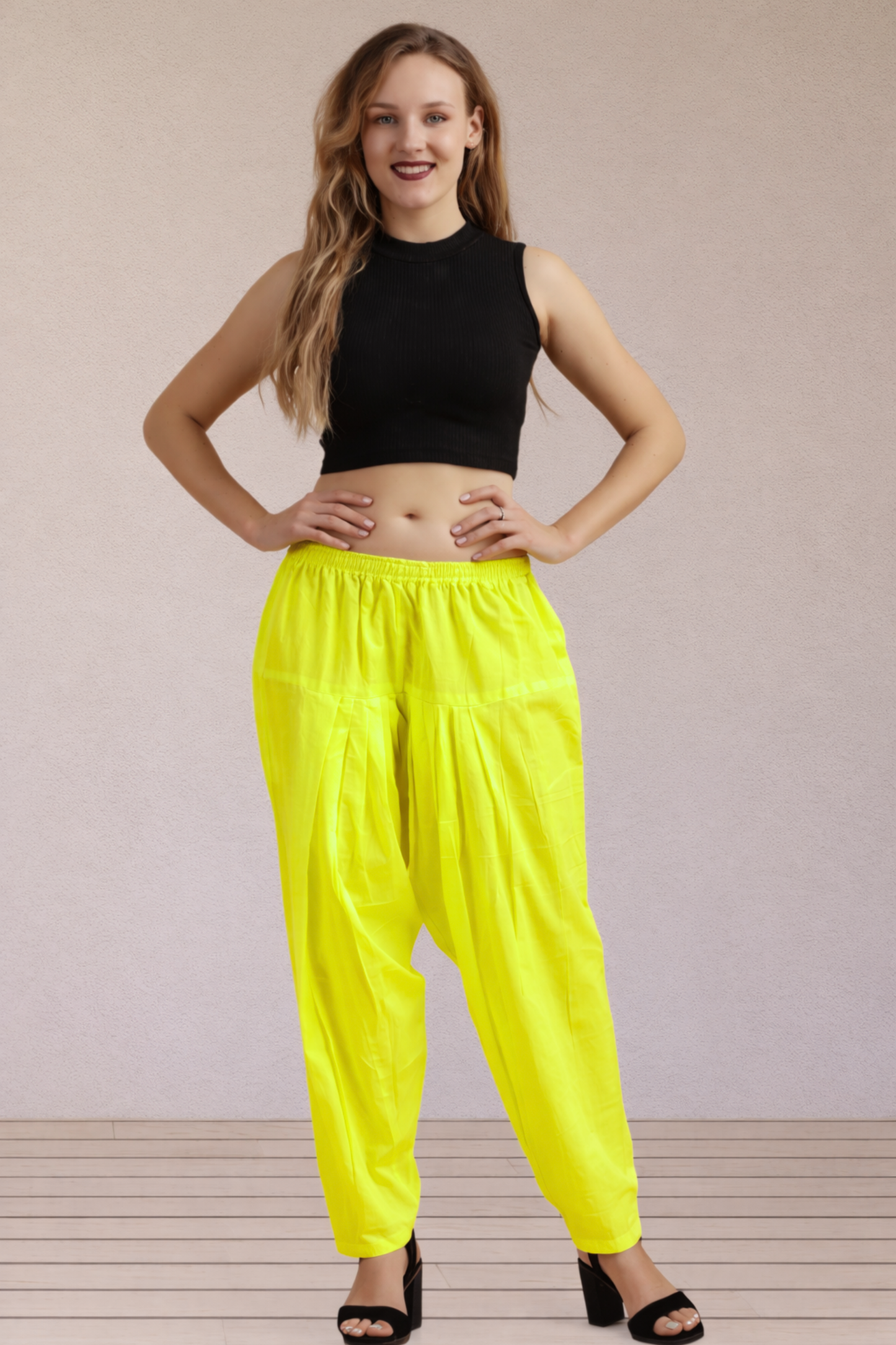 Neon Yellow Easy Fit Cotton Salwar