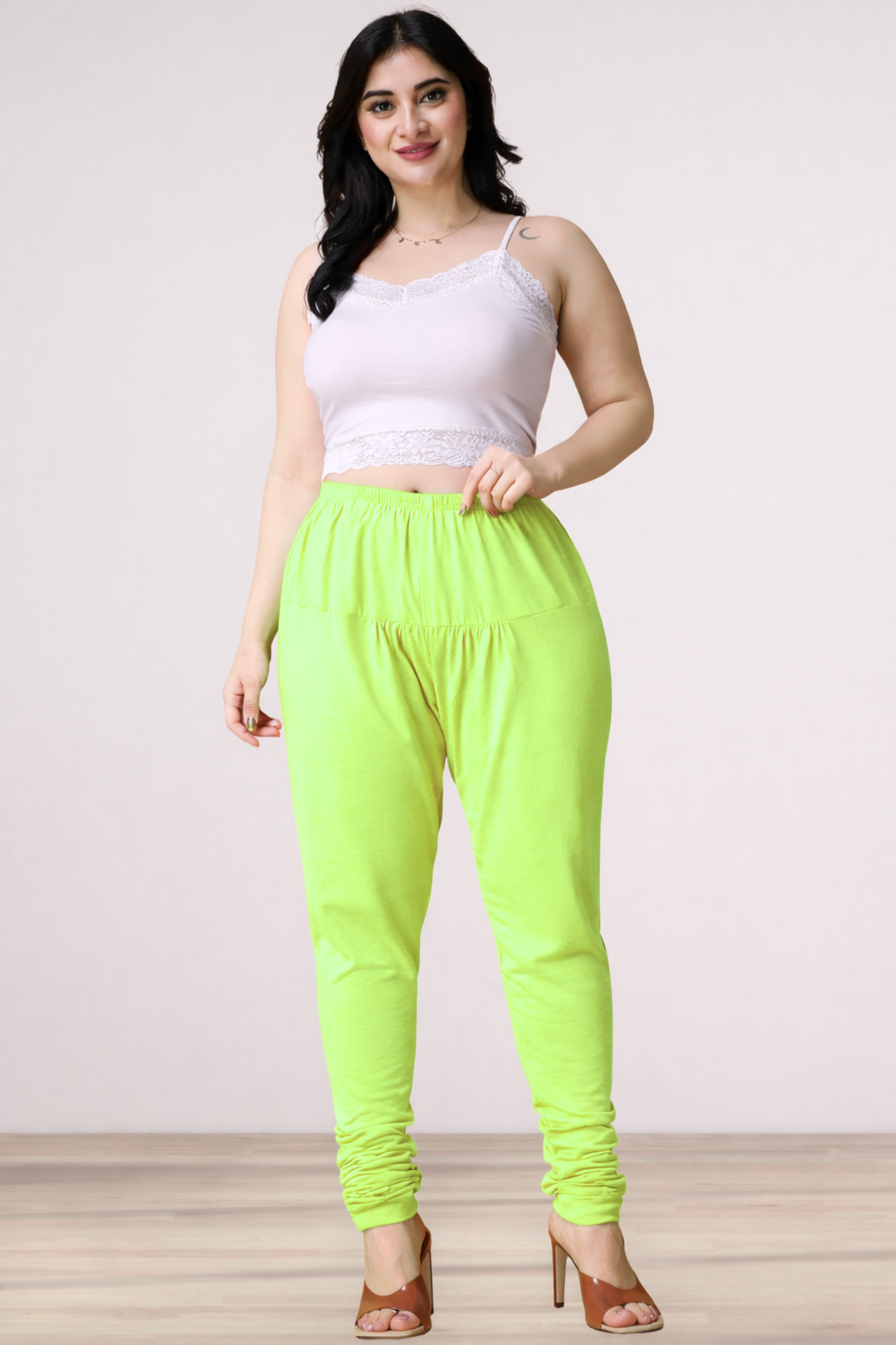 Neon Green Cotton Churidar Pants