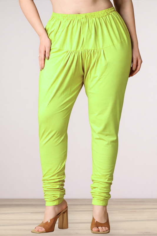 Neon Green Cotton Churidar Pants