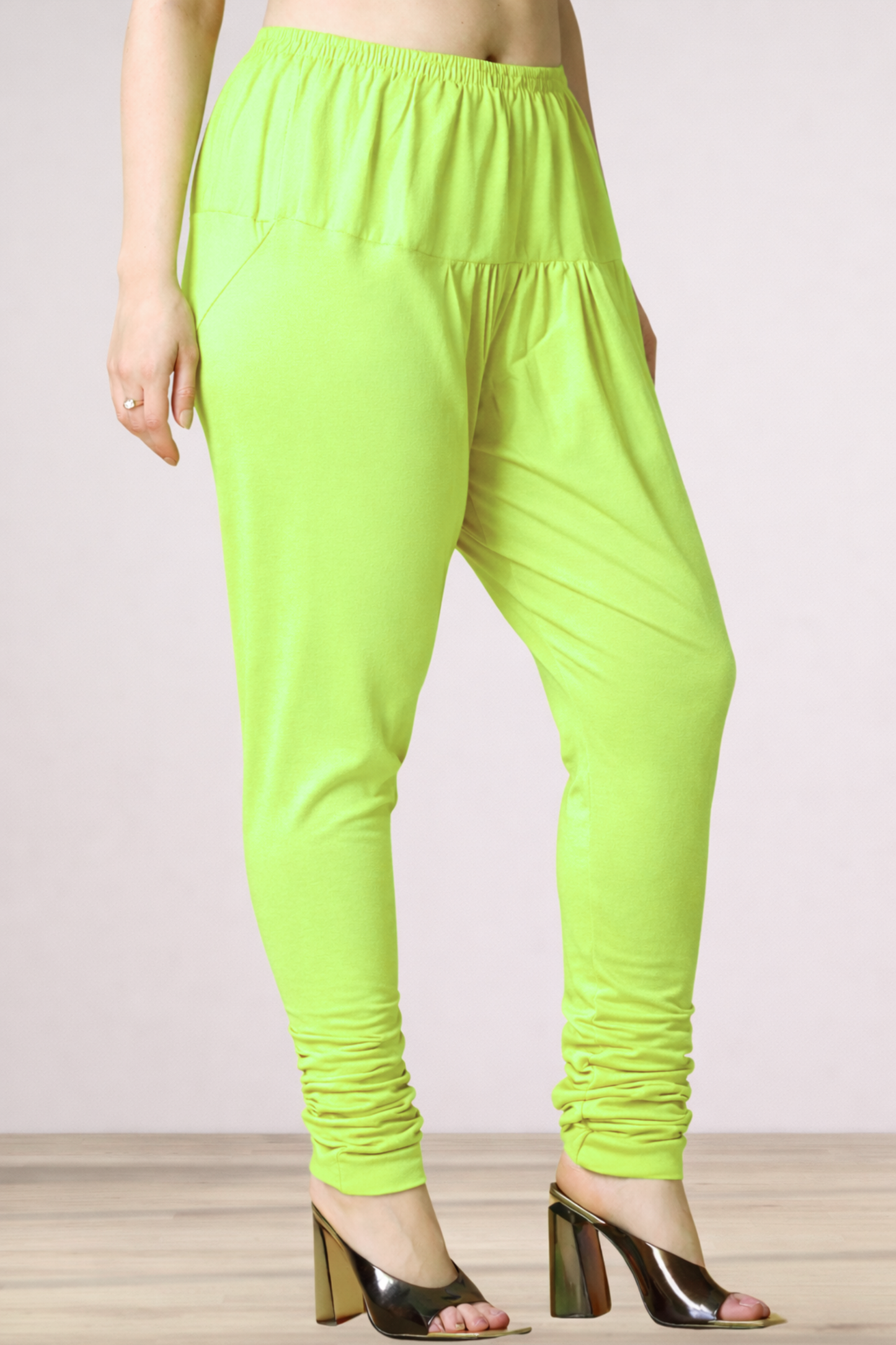 Neon Green Cotton Churidar Pants