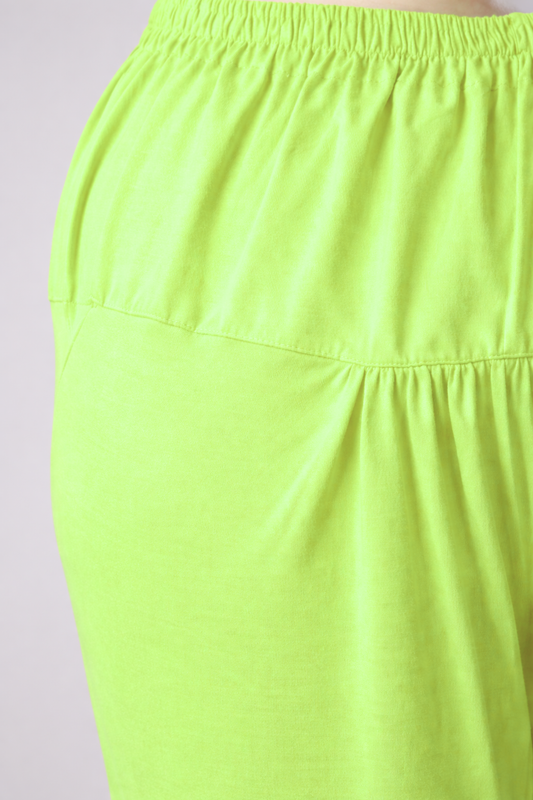 Neon Green Cotton Churidar Pants