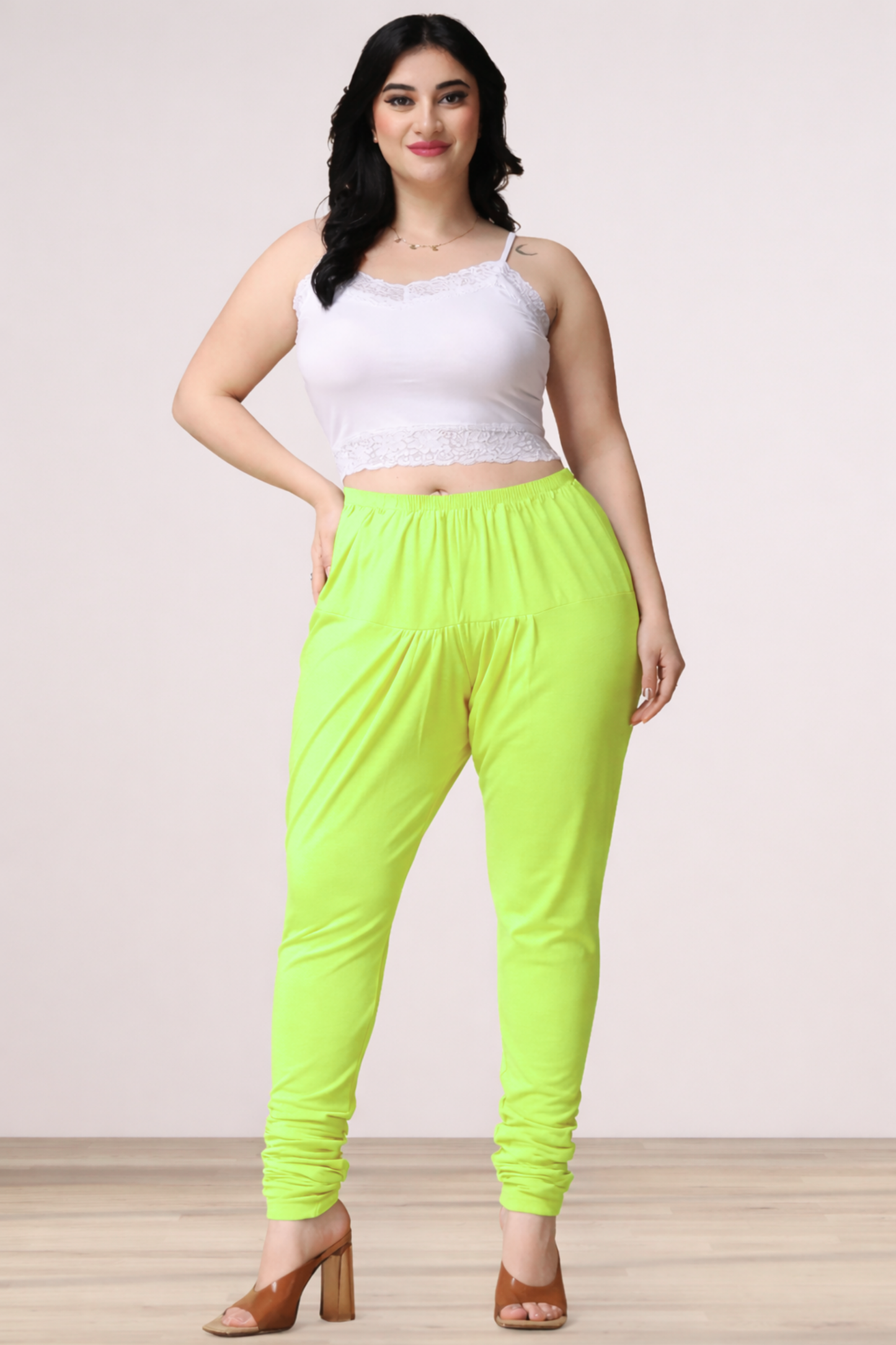Neon Green Cotton Churidar Pants