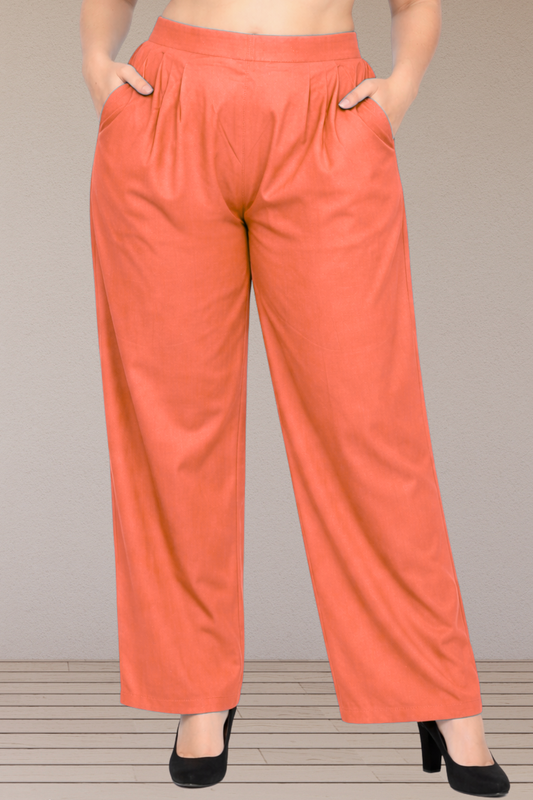 Neon Orange Belted Cotton Palazzo
