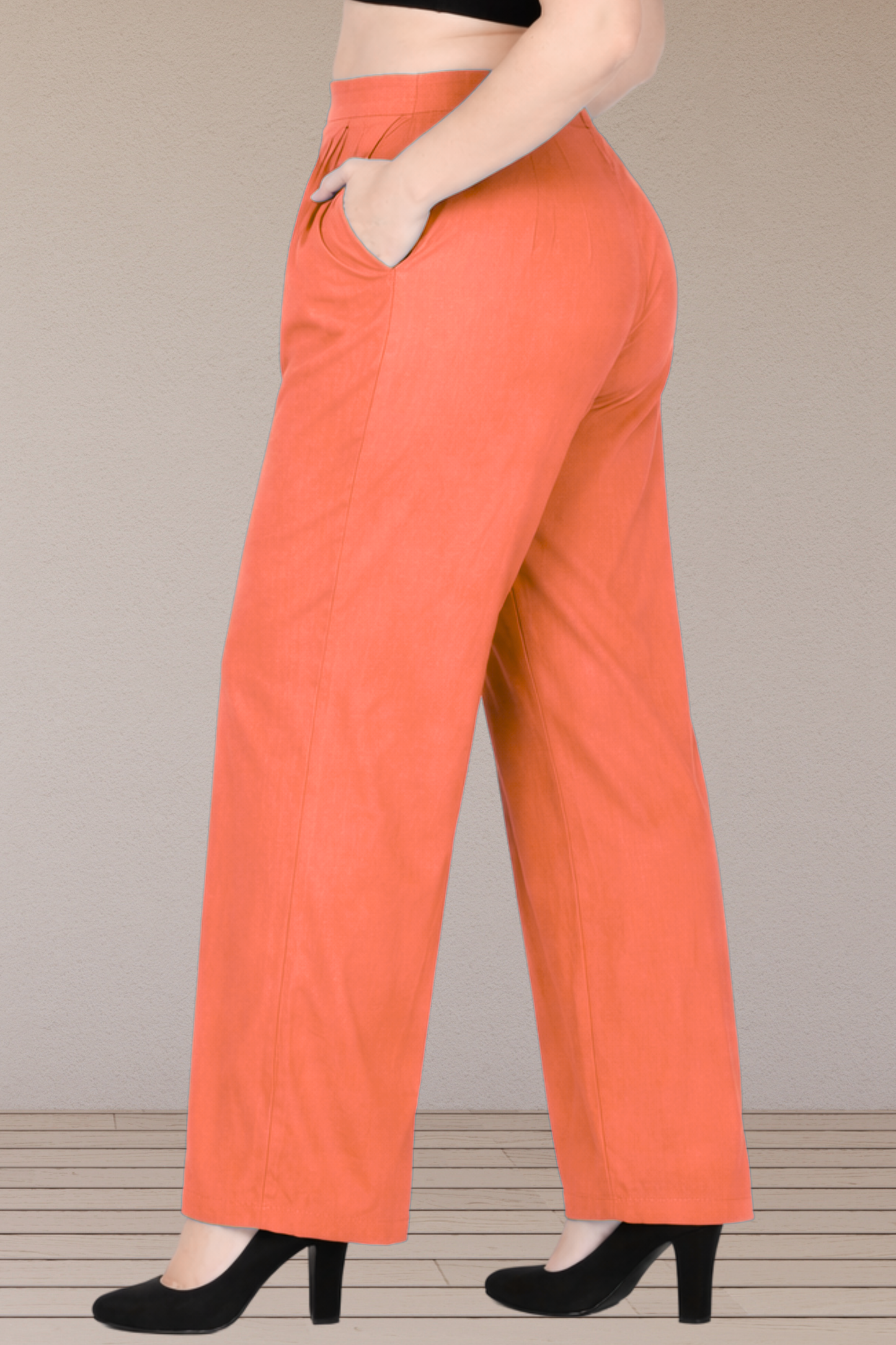 Neon Orange Belted Cotton Palazzo