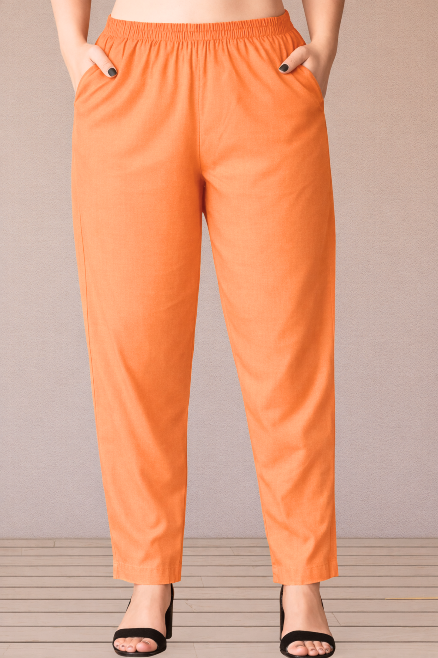 Neon Orange Cotton Kurti Pant