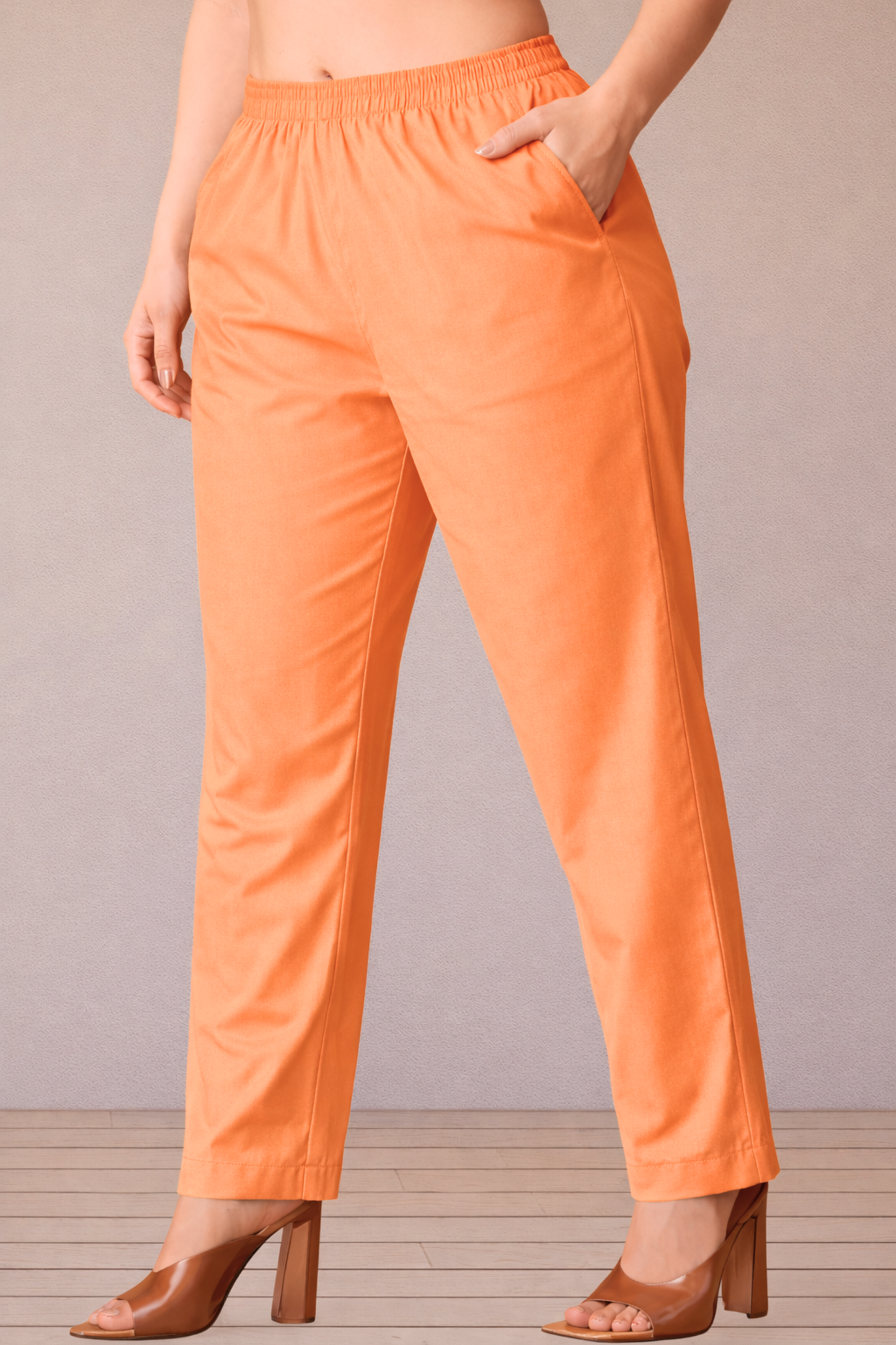 Neon Orange Cotton Kurti Pant