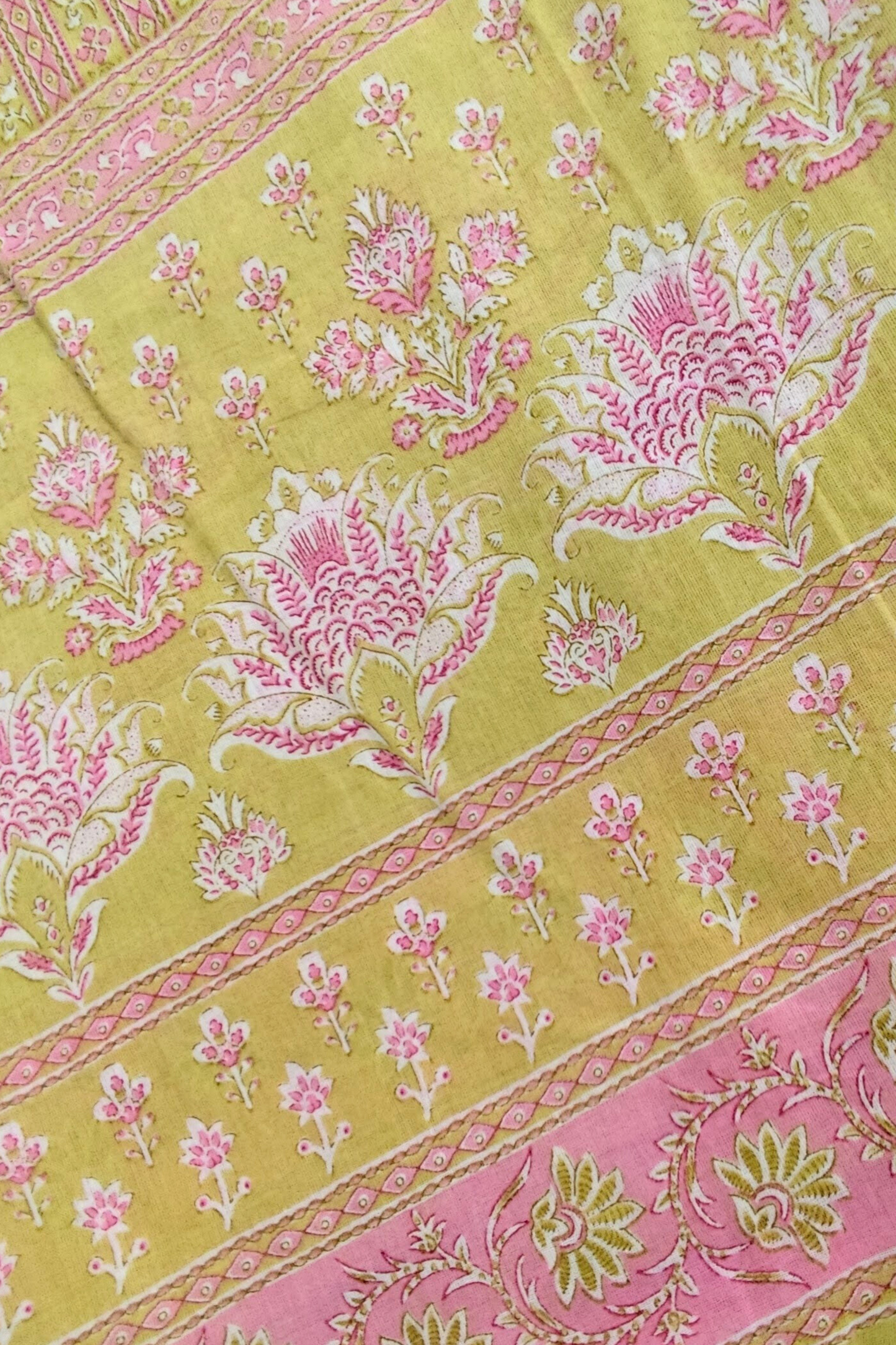 Neon Pink Floral Cotton Dupatta