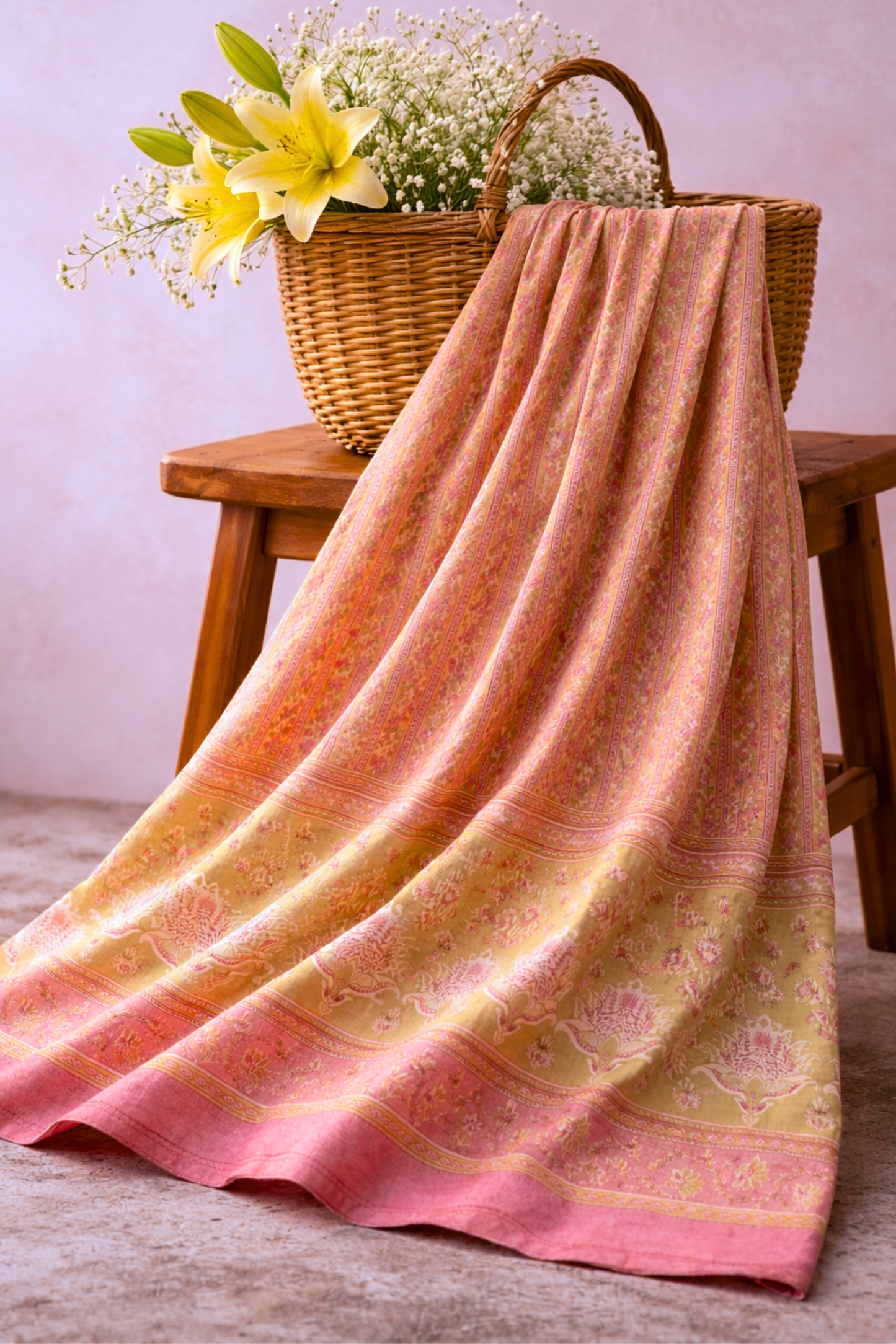 Neon Pink Floral Cotton Dupatta