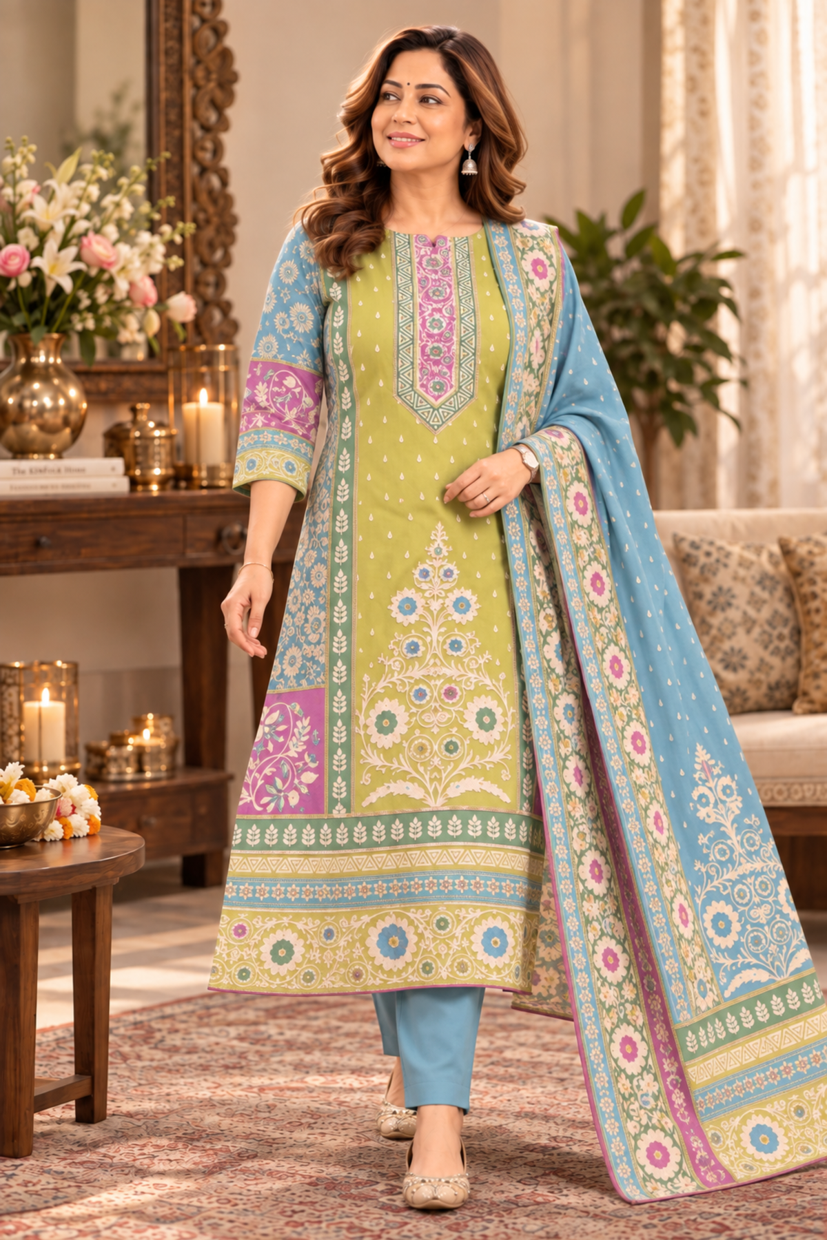 Nilofer Karachi Muslin Suit with Aari Work