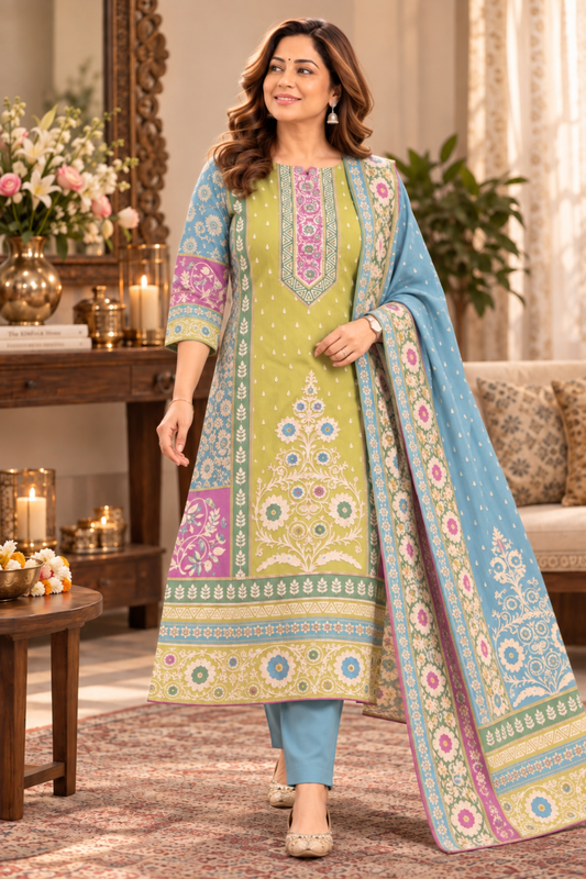 Nilofer Karachi Muslin Suit with Aari Work