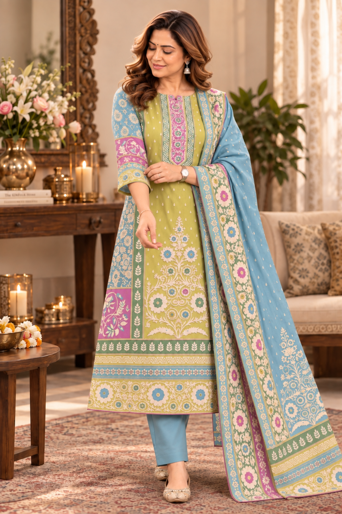 Nilofer Karachi Muslin Suit with Aari Work
