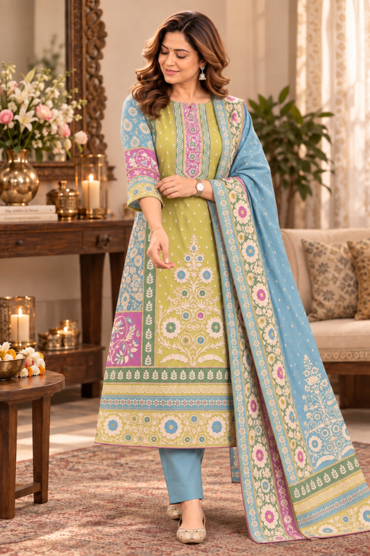 Nilofer Karachi Muslin Suit with Aari Work