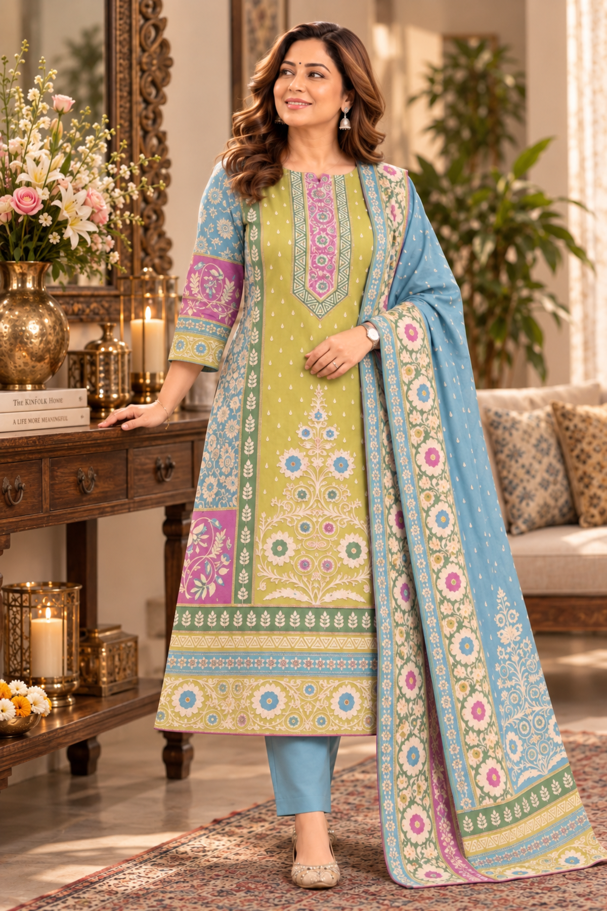 Nilofer Karachi Muslin Suit with Aari Work