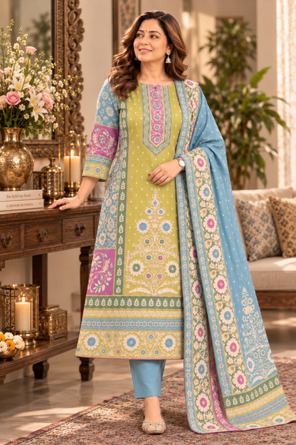 Nilofer Karachi Muslin Suit with Aari Work