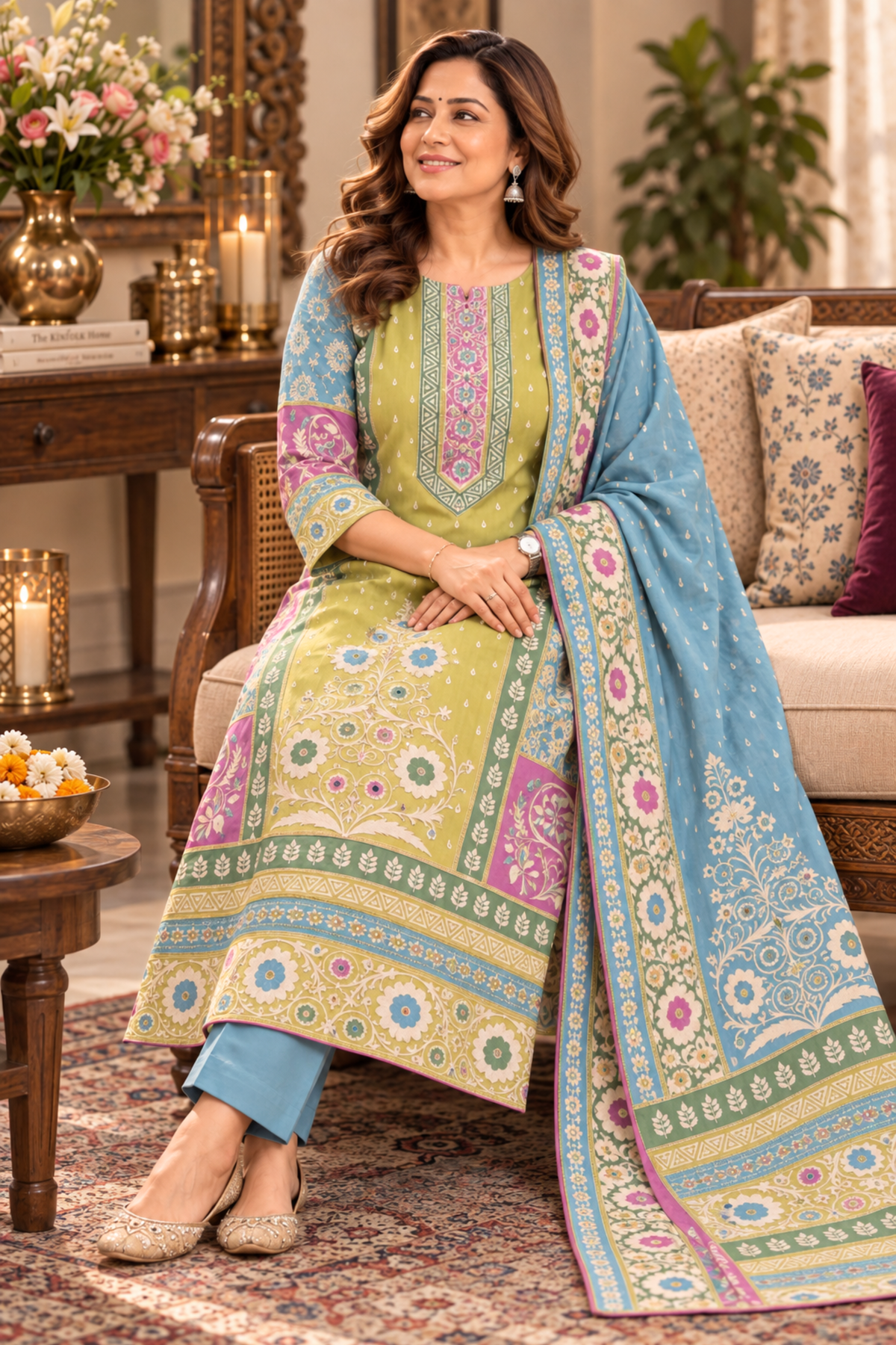 Nilofer Karachi Muslin Suit with Aari Work