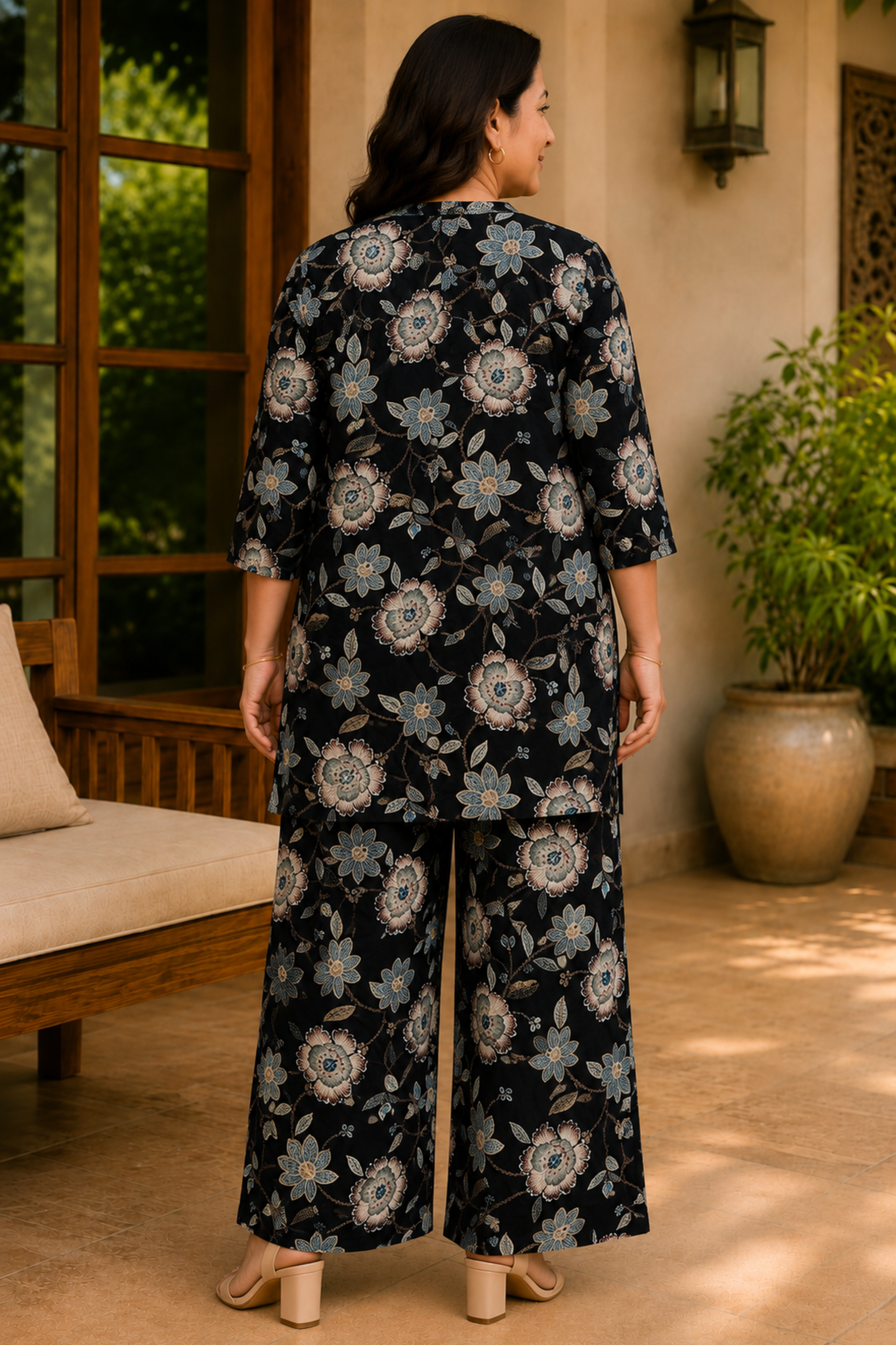 Noir Botanica Floral Rayon Co-ord Set