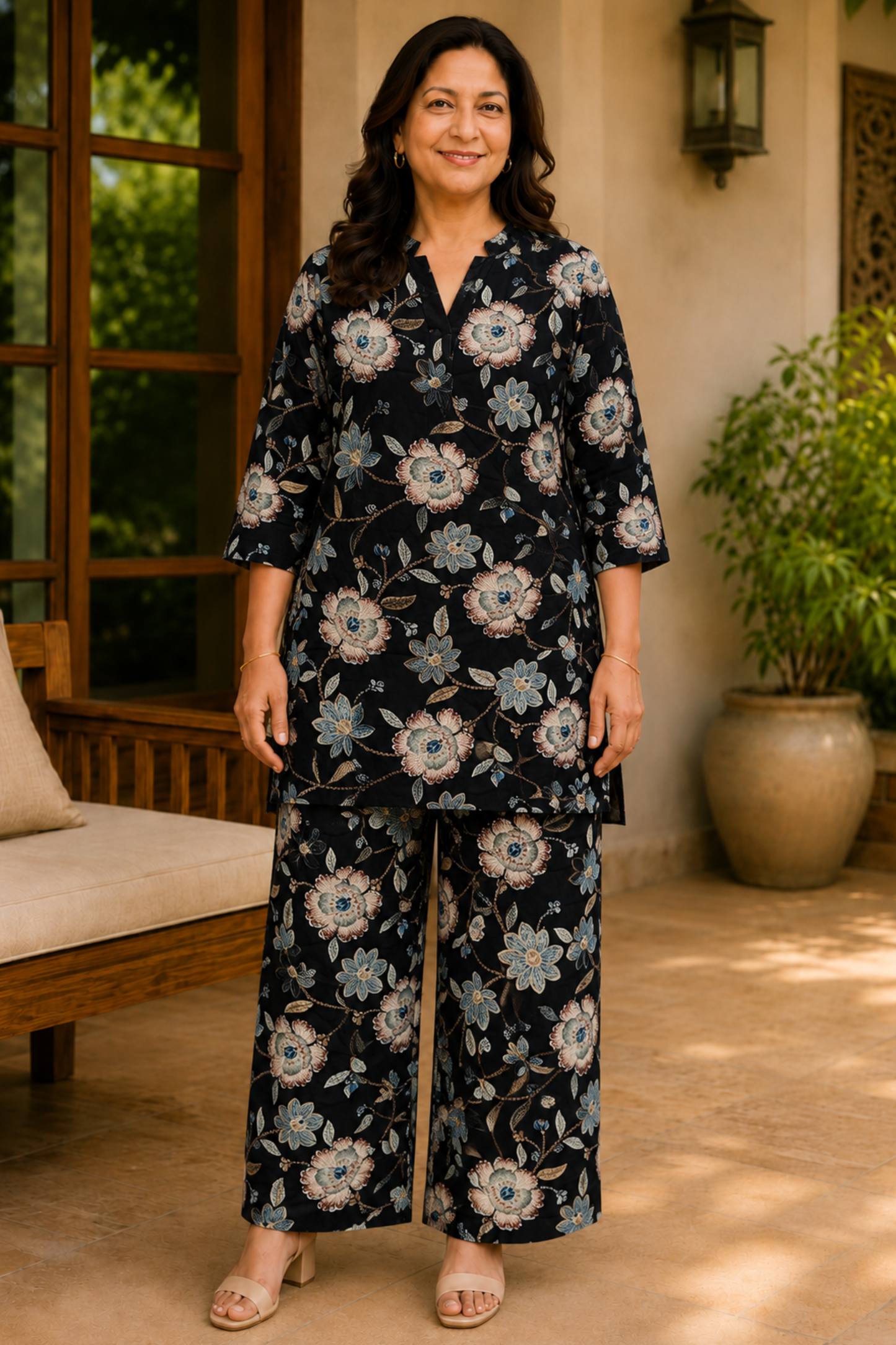 Noir Botanica Floral Rayon Co-ord Set