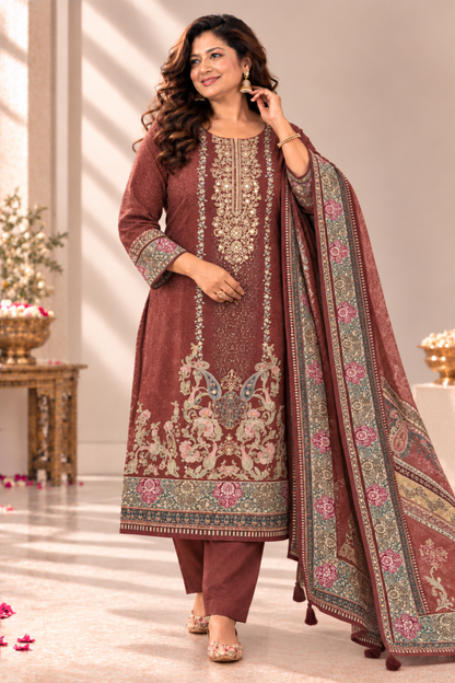 Noor-e-Gul Muslin Suit With Aari Work