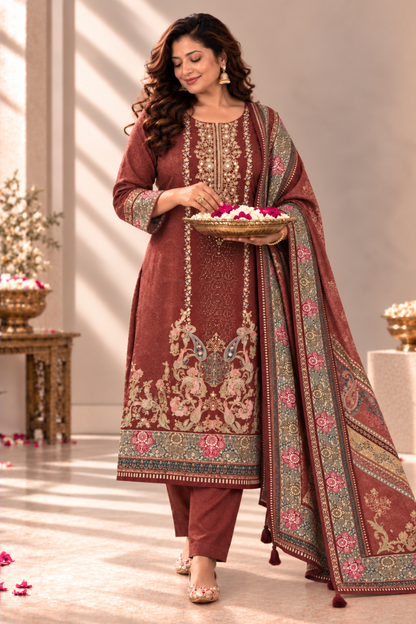 Noor-e-Gul Muslin Suit With Aari Work
