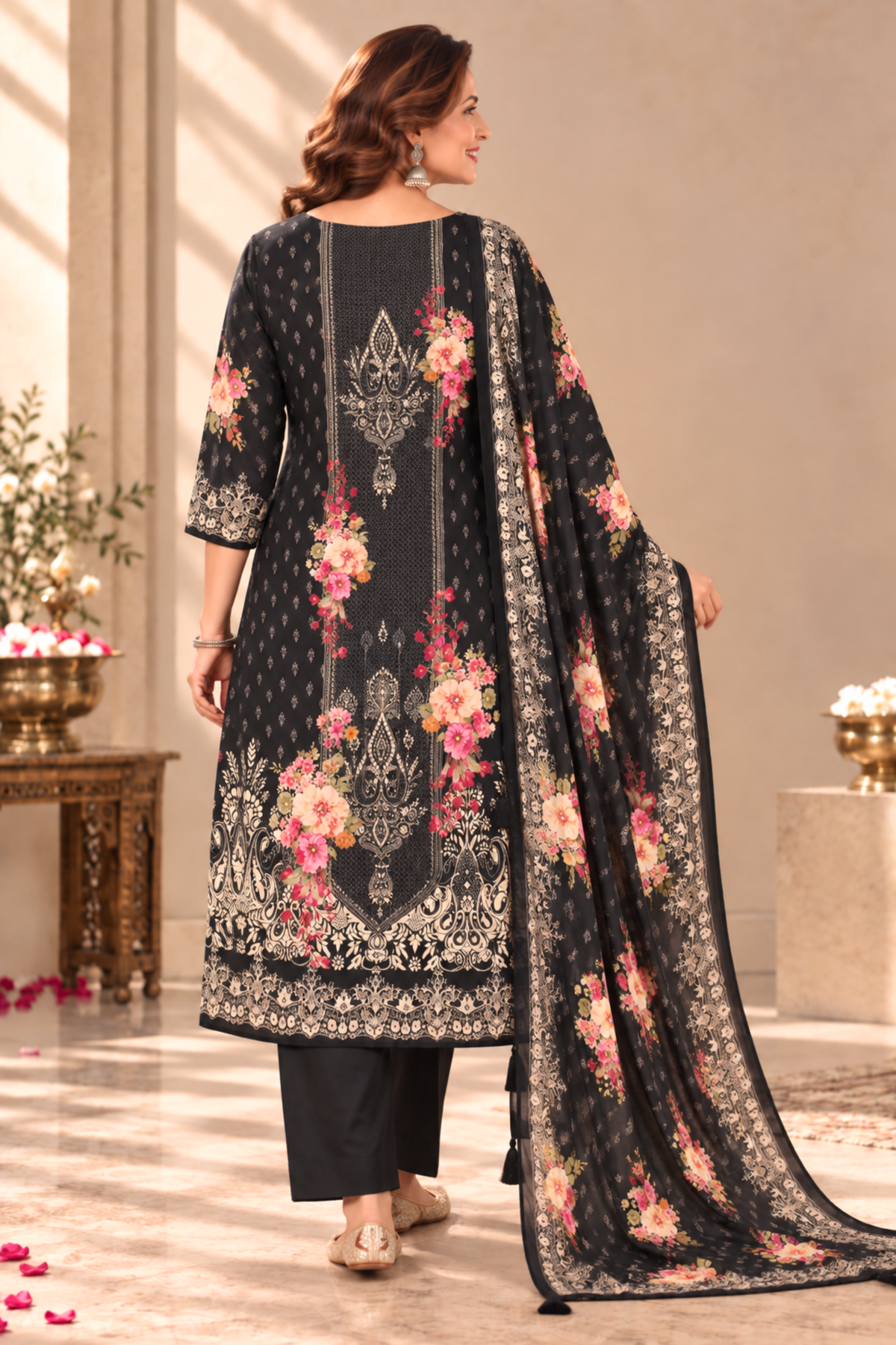 Noor-e-Karachi Muslin Suit With Mirror Work