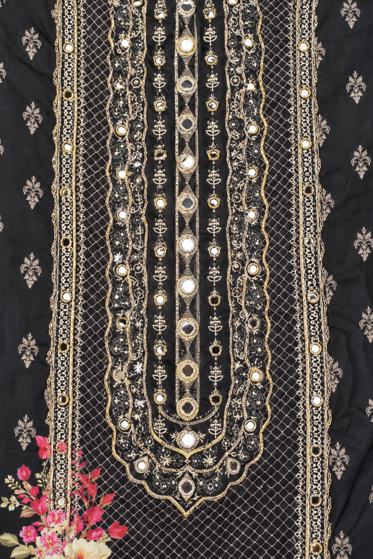 Noor-e-Karachi Muslin Suit With Mirror Work