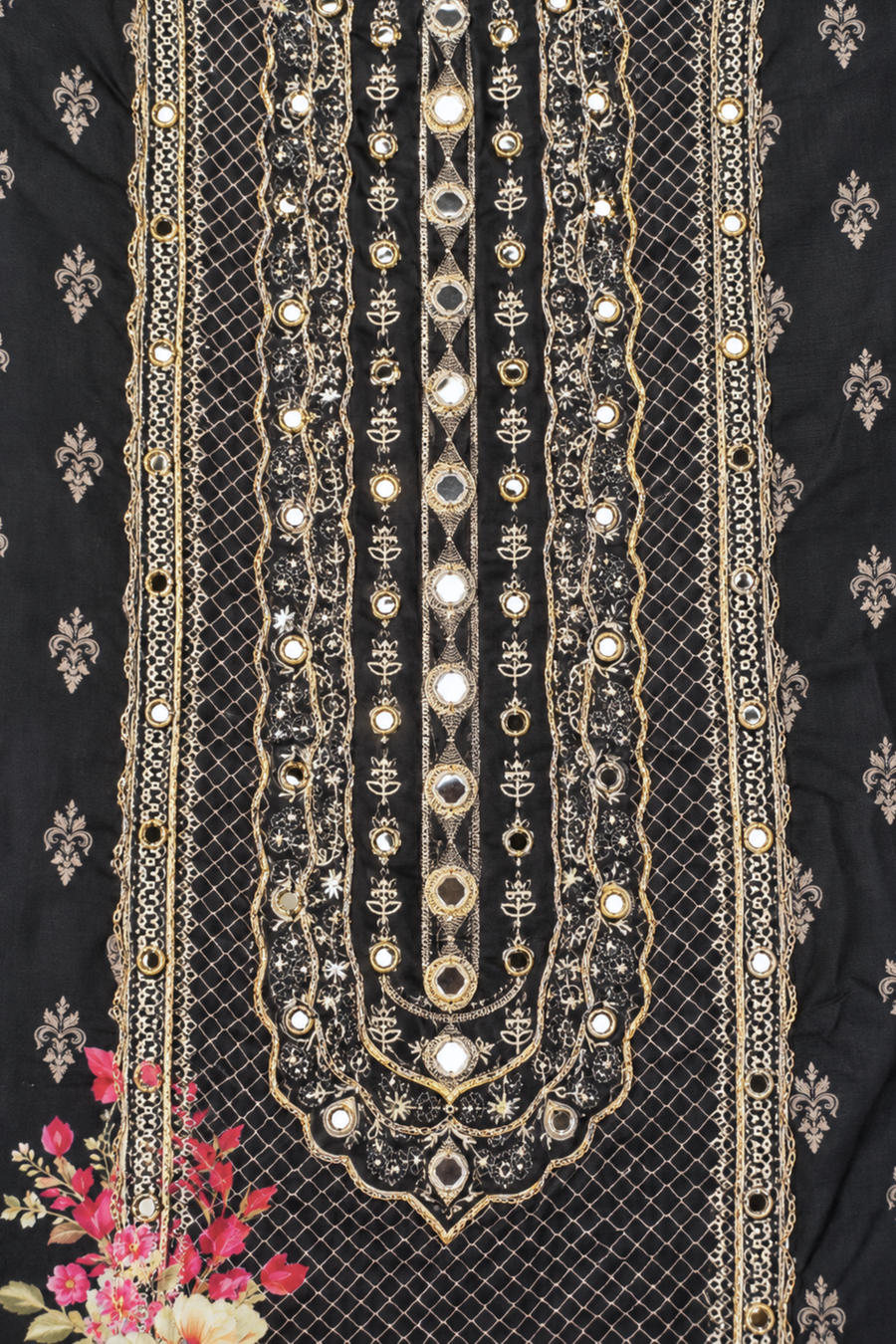 Noor-e-Karachi Muslin Suit With Mirror Work
